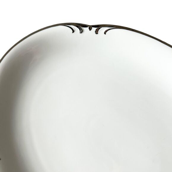 White Style House Fine China Embassy with Silver Rim Accent Serving Platter - Picture 2 of 5